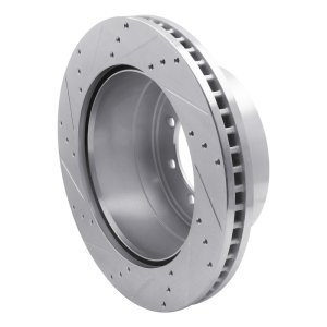 Ford F-350 Super Duty Brake Rotor (1) - Rear Right - R1 Concepts - Drilled & Slotted - Silver - `11-`22